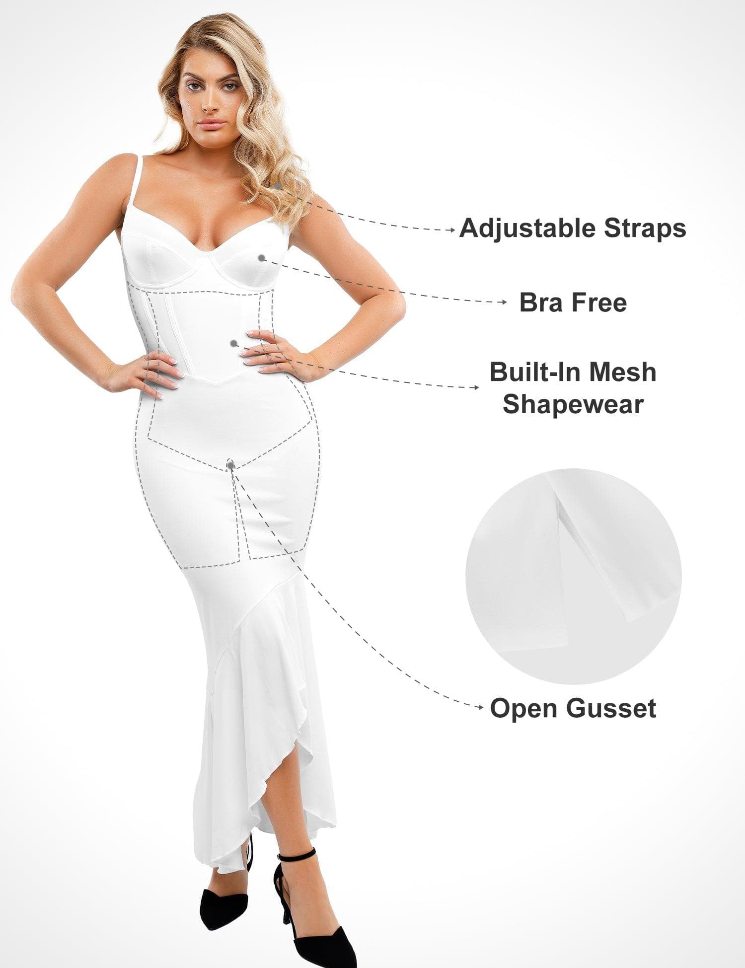 Popilush Formal Bodycon Party Summer Dress Built-in Shapewear Corset Style Maxi Dress Or Thong Bodysuit