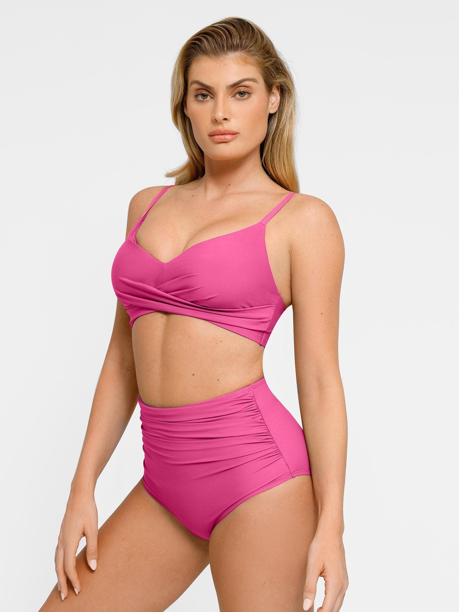 Popilush? The Shapewear Swimwear Ruched High-Waist Bikini Top