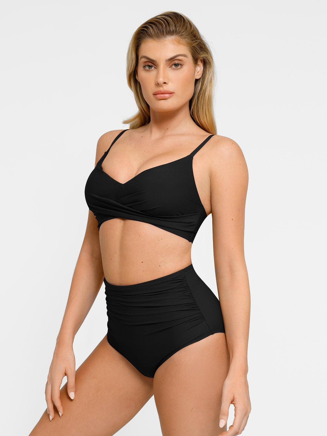 Popilush? The Shapewear Swimwear Ruched High-Waist Bikini Top