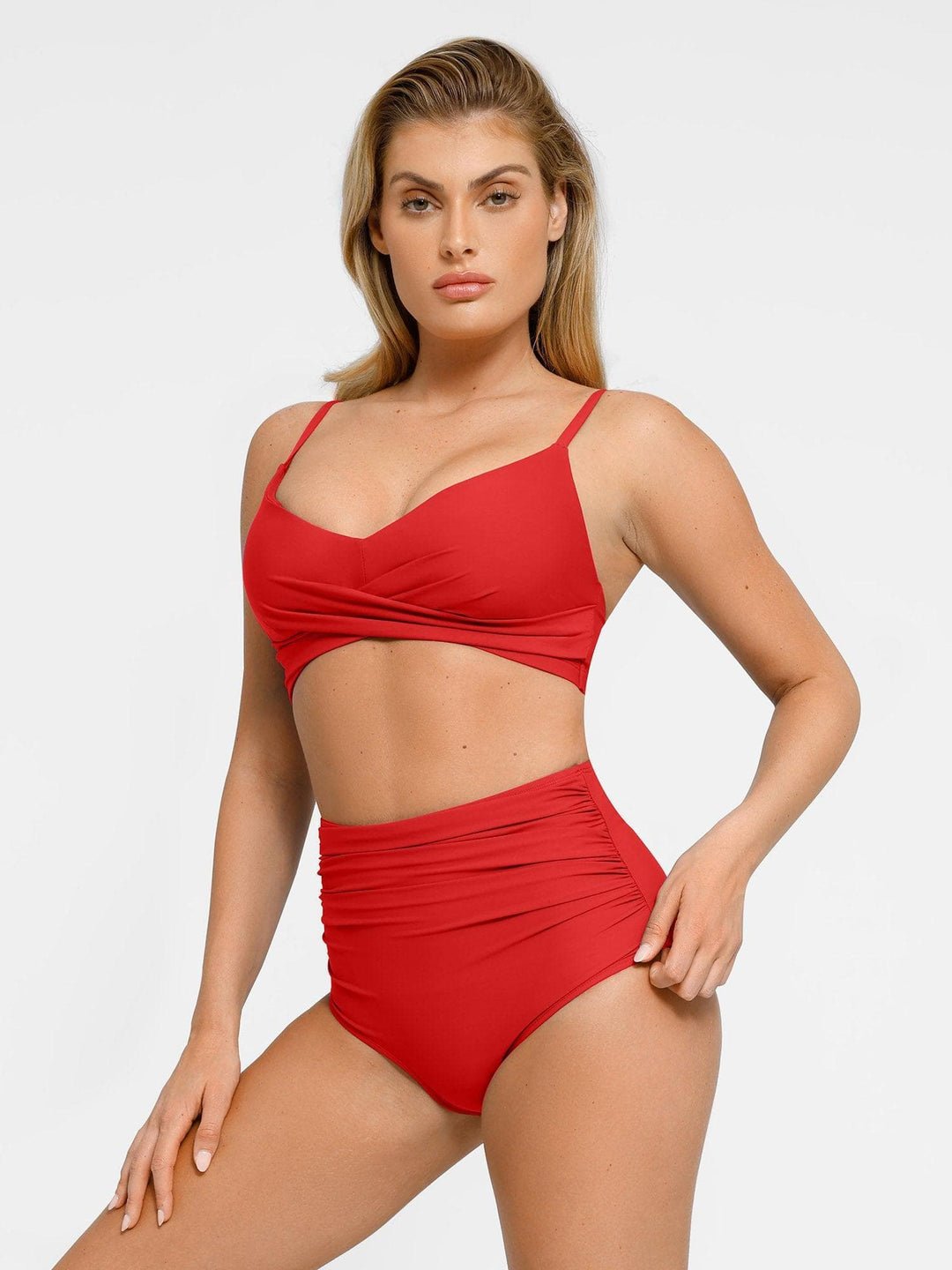 Popilush? The Shapewear Swimwear Ruched High-Waist Bikini Top