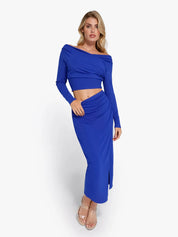 Shapewear Rib Modal Built In Sculpting Midi Wrap Skirt