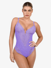 Popilush® Tops Body Shaper Jumpsuit Purple / S(XS-S) The Shapewear Bodysuit Deep-V Neck Lace Thong
