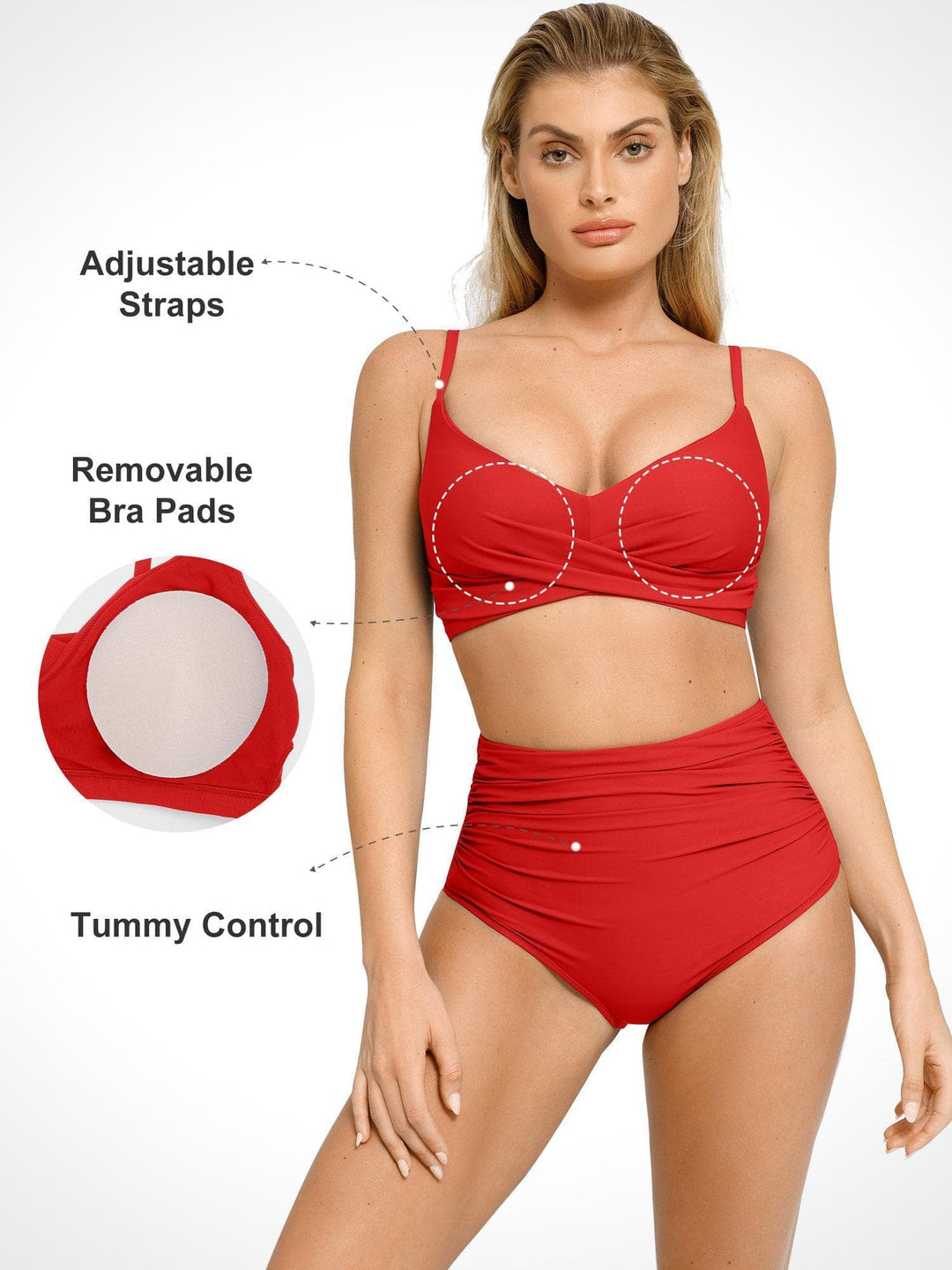 Popilush? The Shapewear Swimwear Ruched High-Waist Bikini Bottom