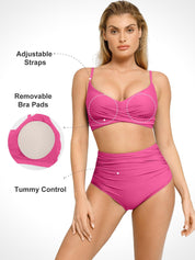 Popilush? The Shapewear Swimwear Ruched High-Waist Bikini Top