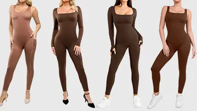 Jumpsuit with Tummy Control Dressy Petite Long Sleeve Full Body