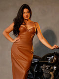 matching sets collection Shapewear Faux Leather Corset Midi Dress Bolero Jacket Set