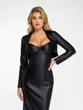 matching sets collection Shapewear Faux Leather Corset Midi Dress Bolero Jacket Set