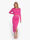 matching sets collection Set / Pink / XS Shapewear Rib Modal Off-the-Shouder Top Sculpting Skirt Set