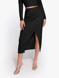 matching sets collection Skirt / Black / XS Shapewear Rib Modal Off-the-Shouder Top Sculpting Skirt Set