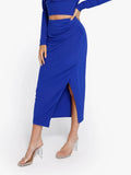 matching sets collection Skirt / Blue / XS Shapewear Rib Modal Off-the-Shouder Top Sculpting Skirt Set