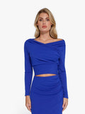 matching sets collection Top / Blue / XS Shapewear Rib Modal Off-the-Shouder Top Sculpting Skirt Set