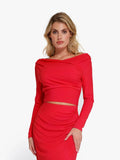 matching sets collection Top / Red / XS Shapewear Rib Modal Off-the-Shouder Top Sculpting Skirt Set