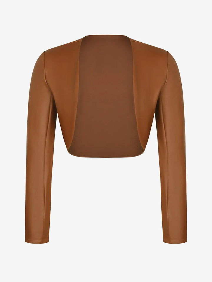 New arrivals Long Sleeve Faux Leather Bolero Jacket