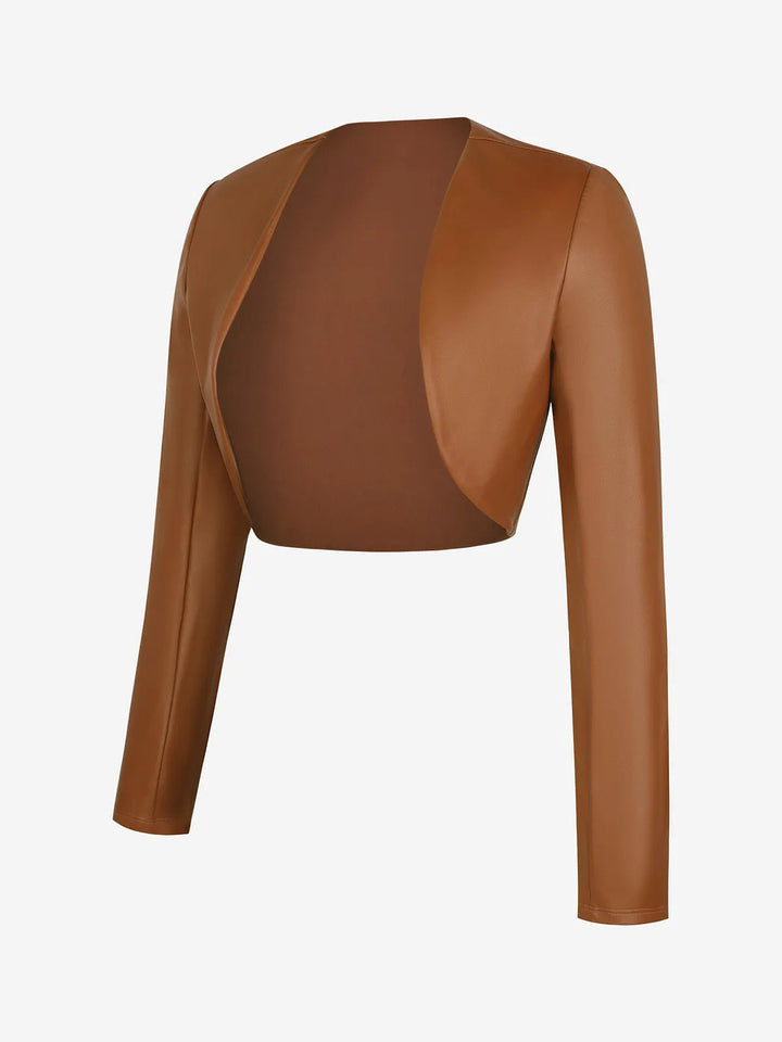 New arrivals Long Sleeve Faux Leather Bolero Jacket