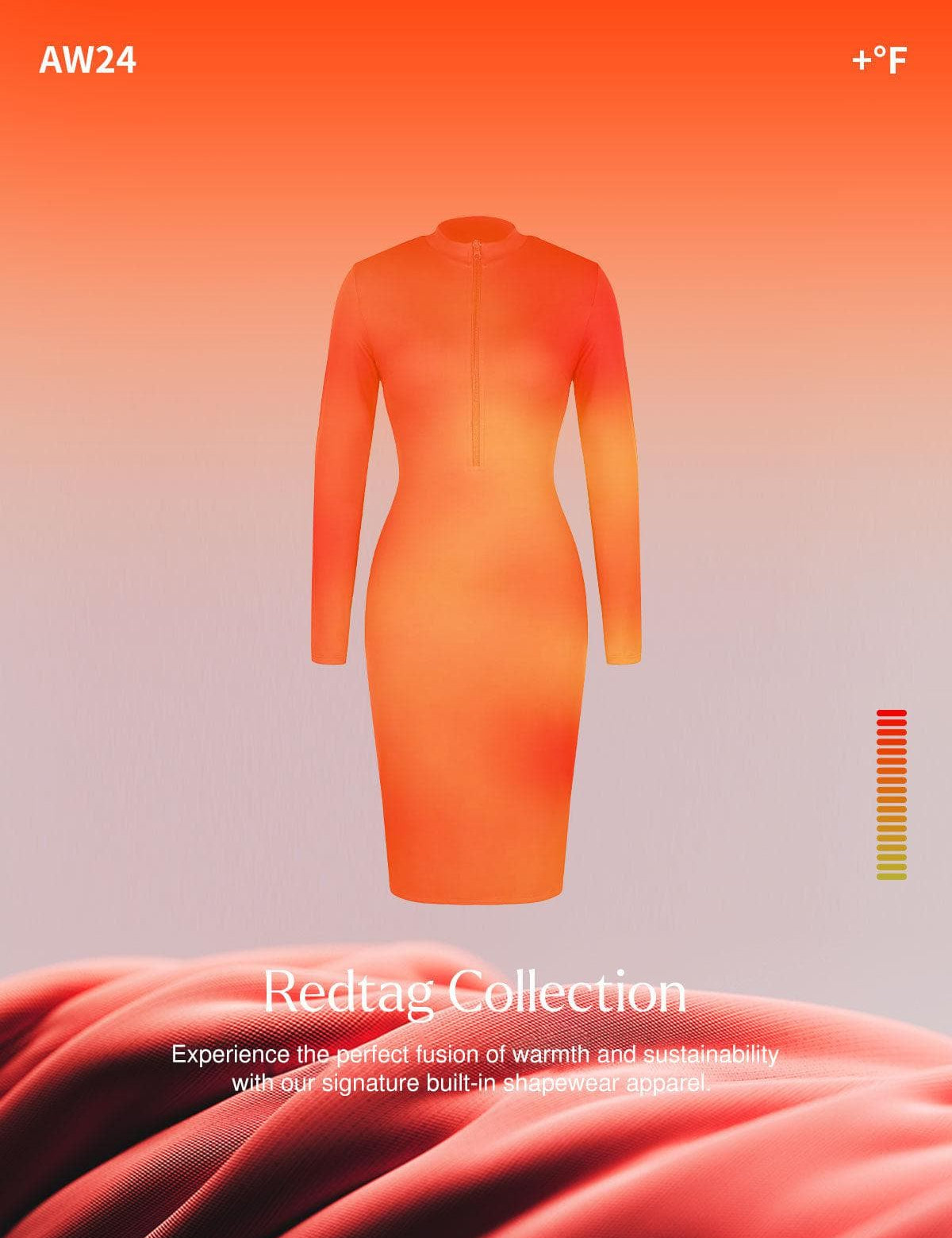 New arrivals Redtag Thermal Shapewear Long Sleeve Mock Neck Midi Dress