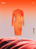 New arrivals Redtag Thermal Shapewear Long Sleeve Mock Neck Midi Dress