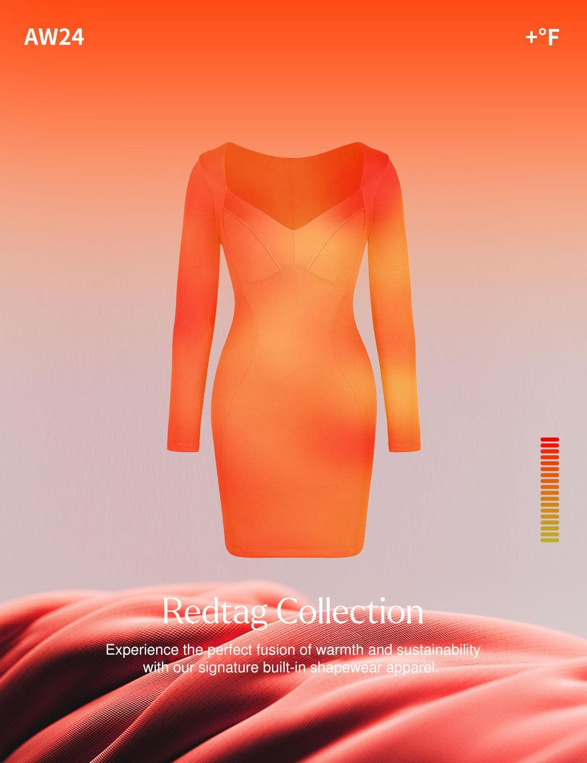 New arrivals Redtag Thermal Shapewear Long Sleeve Sweetheart Mini Dress