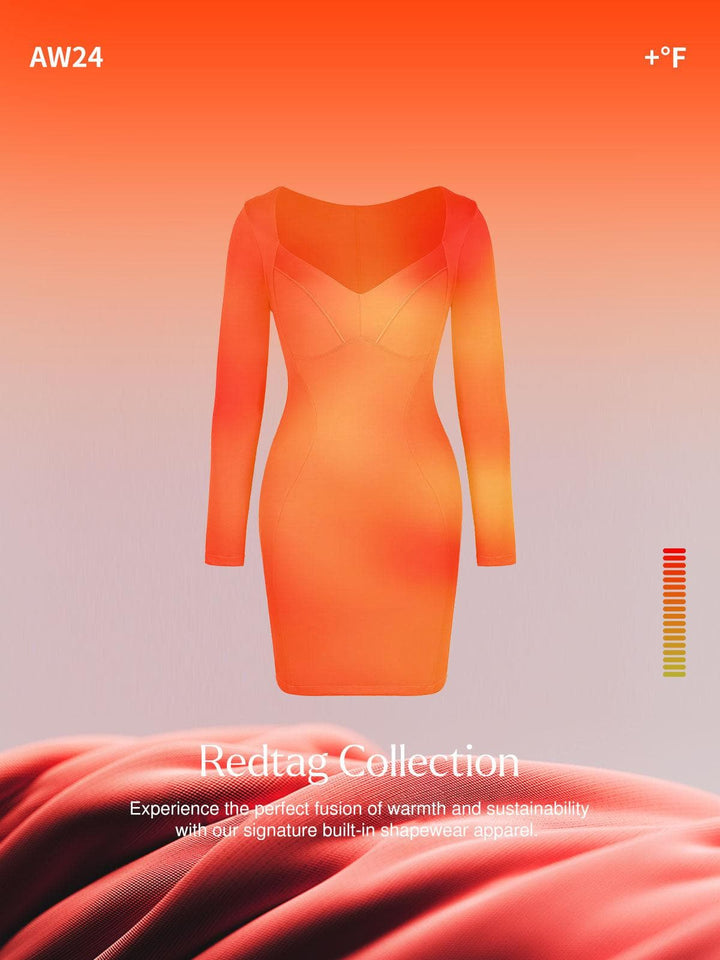 New arrivals Redtag Thermal Shapewear Long Sleeve Sweetheart Mini Dress