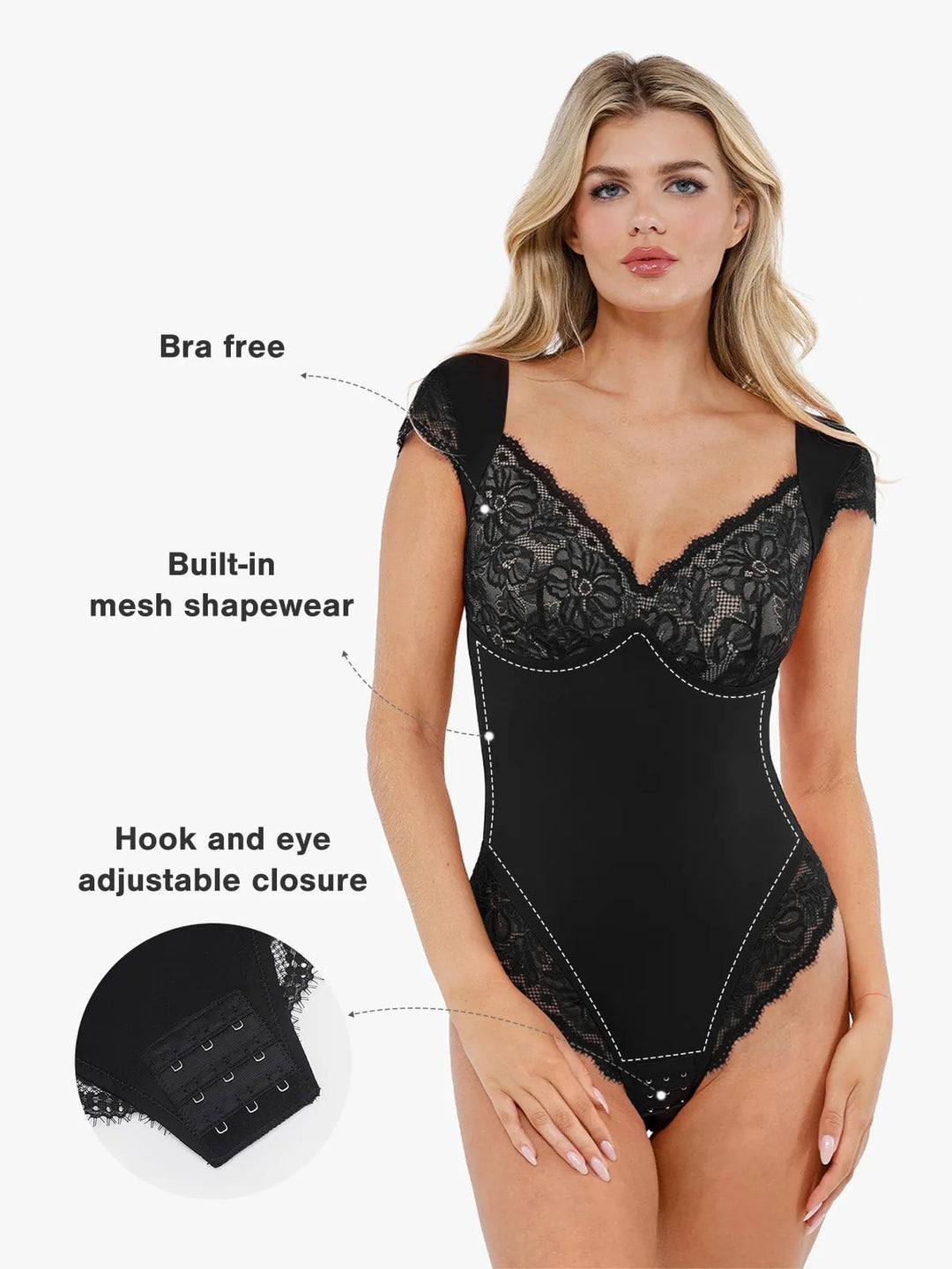 New arrivals Shapewear Cap Sleeve Crochet Lace Slimming Bodysuit