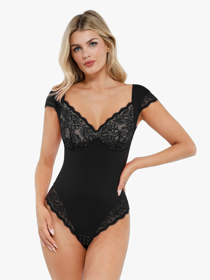 New arrivals Shapewear Cap Sleeve Crochet Lace Slimming Bodysuit