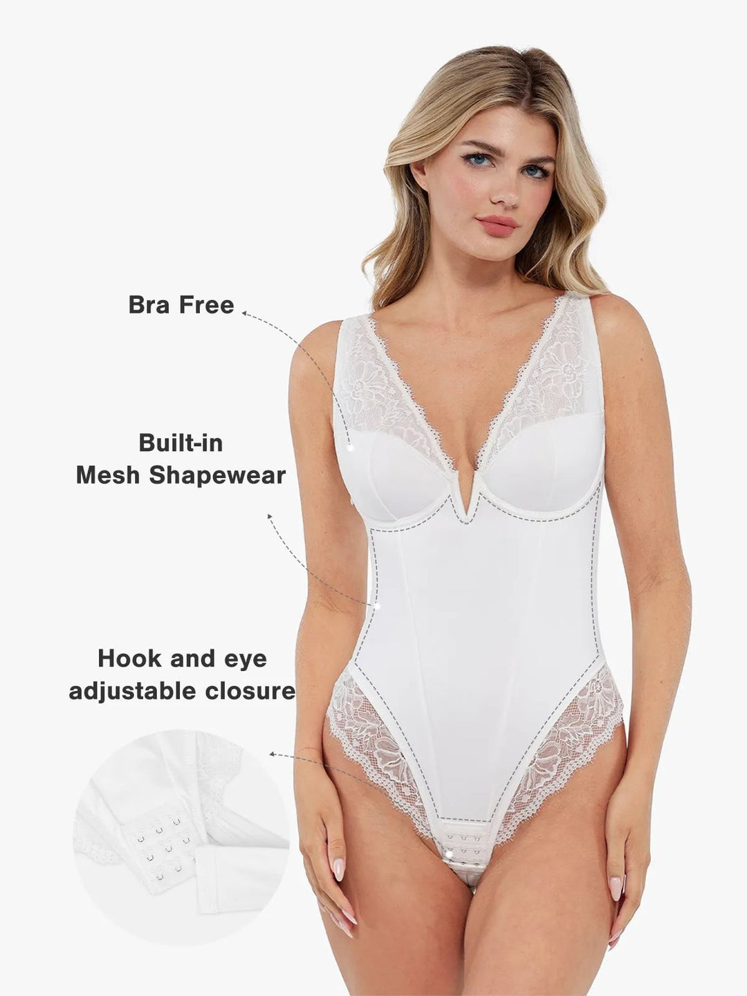 New arrivals Shapewear Deep V-Neck Sculpting Lace Patchwork Bodysuit