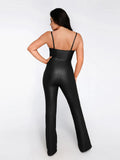 New arrivals Shapewear Faux Leather Corset Bodice Slimming Jumpsuit