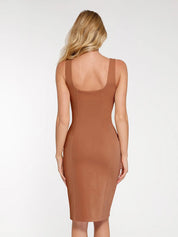 New arrivals Shapewear Faux Nubuck Bodycon Sculpting Slit Midi Dress