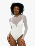 New arrivals Shapewear Heat-Set Crystal Mesh Long-Sleeve Slimming Bodysuit