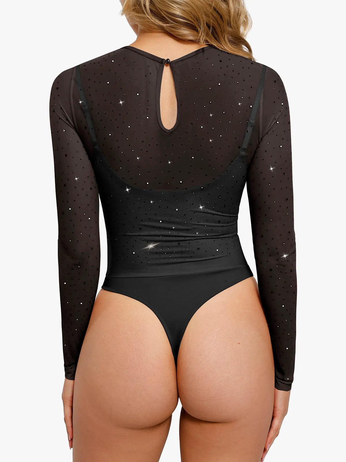 New arrivals Shapewear Heat-Set Crystal Mesh Long-Sleeve Slimming Bodysuit