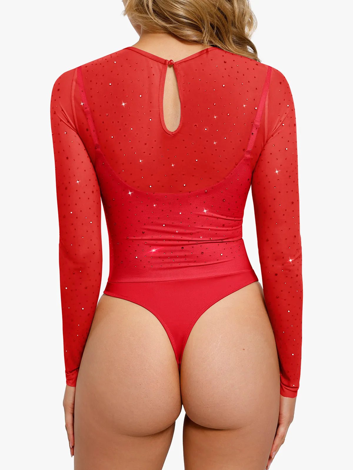 New arrivals Shapewear Heat-Set Crystal Mesh Long-Sleeve Slimming Bodysuit