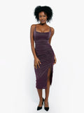 New arrivals Purple / XS Shapewear Metallic Knit Bodycon Sculpting Midi Slip Dress