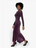 New arrivals Shapewear Metallic Knit Long Sleeve Slim Mermaid Maxi Dress