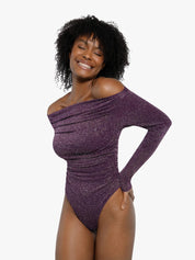 New arrivals Shapewear Metallic Knit Long Sleeve Slimming Bodysuit