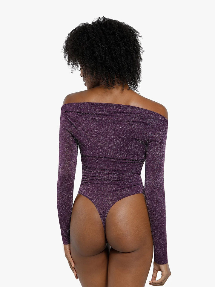 New arrivals Shapewear Metallic Knit Long Sleeve Slimming Bodysuit