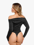 New arrivals Shapewear Metallic Knit Long Sleeve Slimming Bodysuit