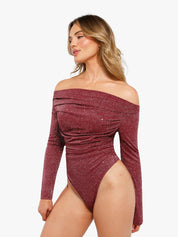 New arrivals Shapewear Metallic Knit Long Sleeve Slimming Bodysuit