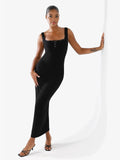 New arrivals Shapewear Modal Slimming Lace Trim Henley Tank Maxi Dress