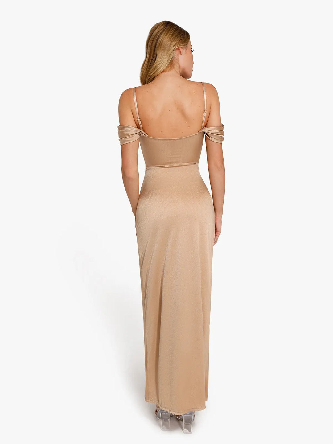 New arrivals Shapewear Off Shoulder Shine Ruched Sculpting Maxi Dress