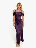 New arrivals Shapewear Off Shoulder Shine Ruched Sculpting Maxi Dress