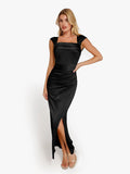 New arrivals Shapewear Off Shoulder Shine Ruched Sculpting Maxi Dress