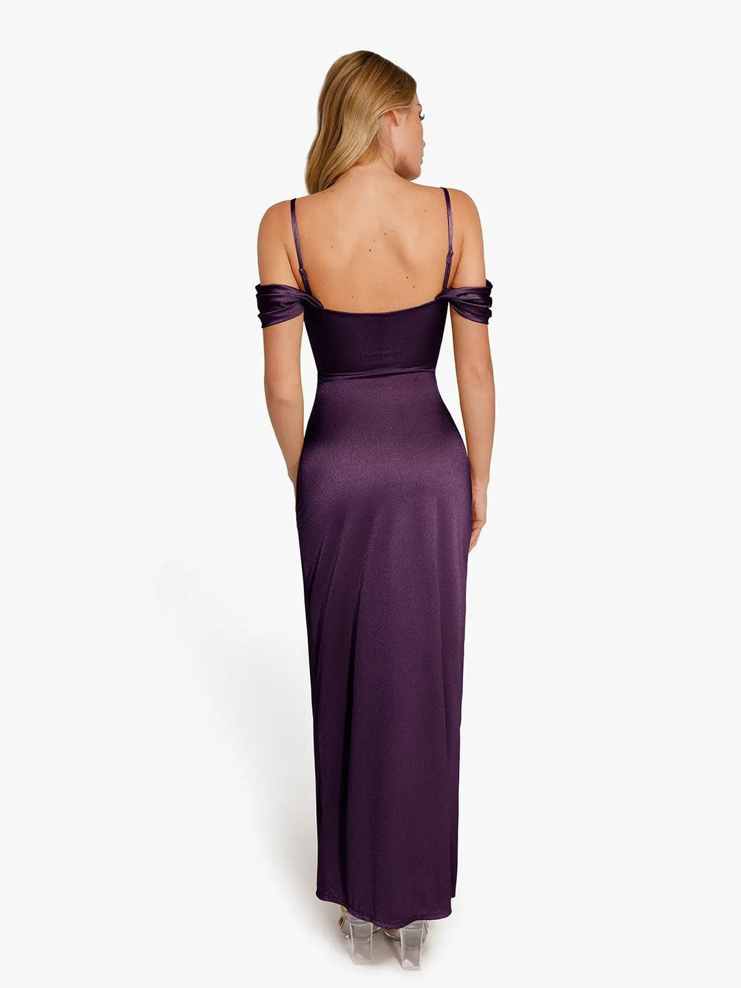 New arrivals Shapewear Off Shoulder Shine Ruched Sculpting Maxi Dress