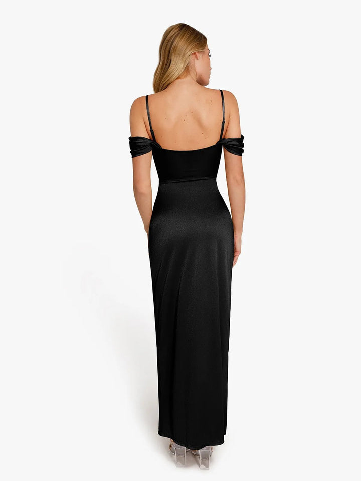 New arrivals Shapewear Off Shoulder Shine Ruched Sculpting Maxi Dress