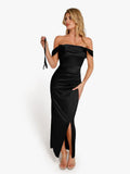 New arrivals Shapewear Off Shoulder Shine Ruched Sculpting Maxi Dress