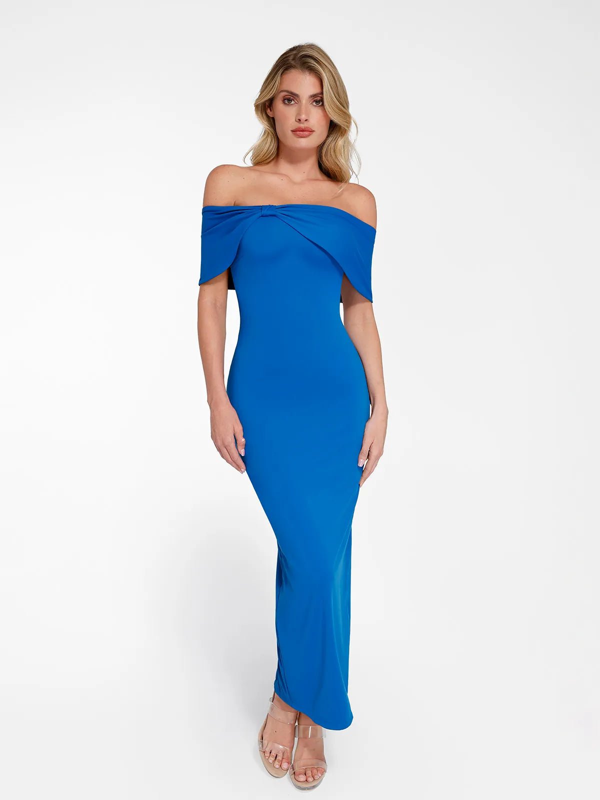 New arrivals Blue / XS Shapewear Off-the-Shoulder Slim Column Maxi Dress