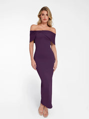 New arrivals Purple / XS Shapewear Off-the-Shoulder Slim Column Maxi Dress