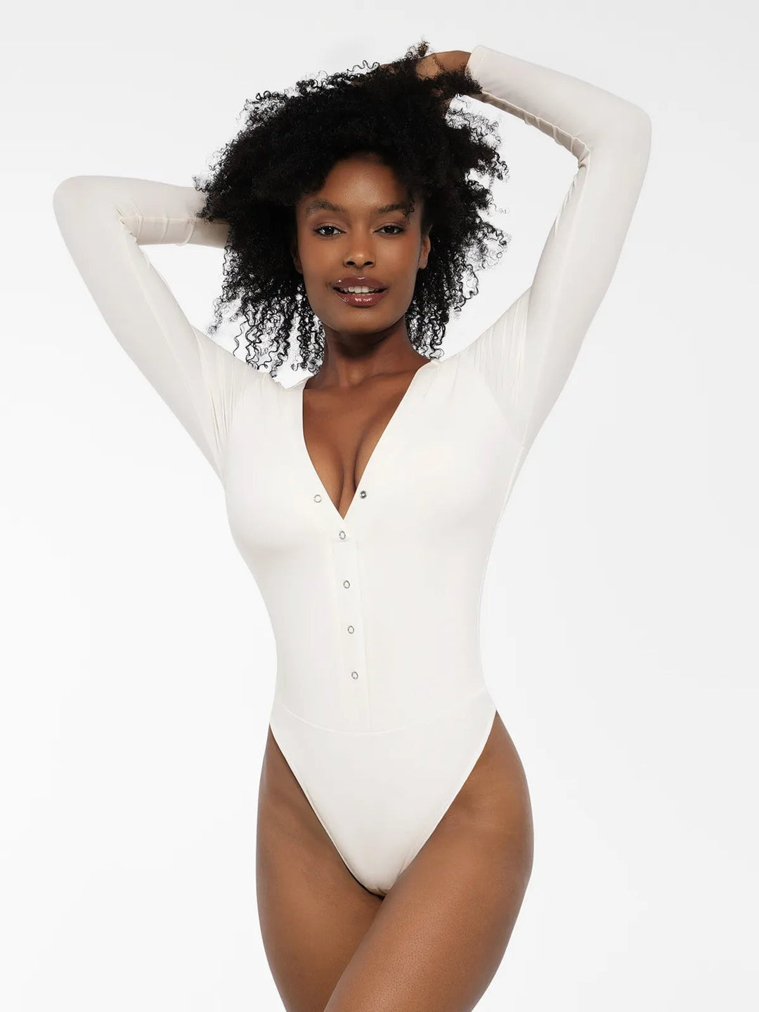 New arrivals Shapewear Redtag Long Sleeve Deep V-Neck Bodysuit