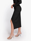 New arrivals Office Work Knee Length Pencil Skirts Shapewear Rib Modal Built In Sculpting Midi Wrap Skirt