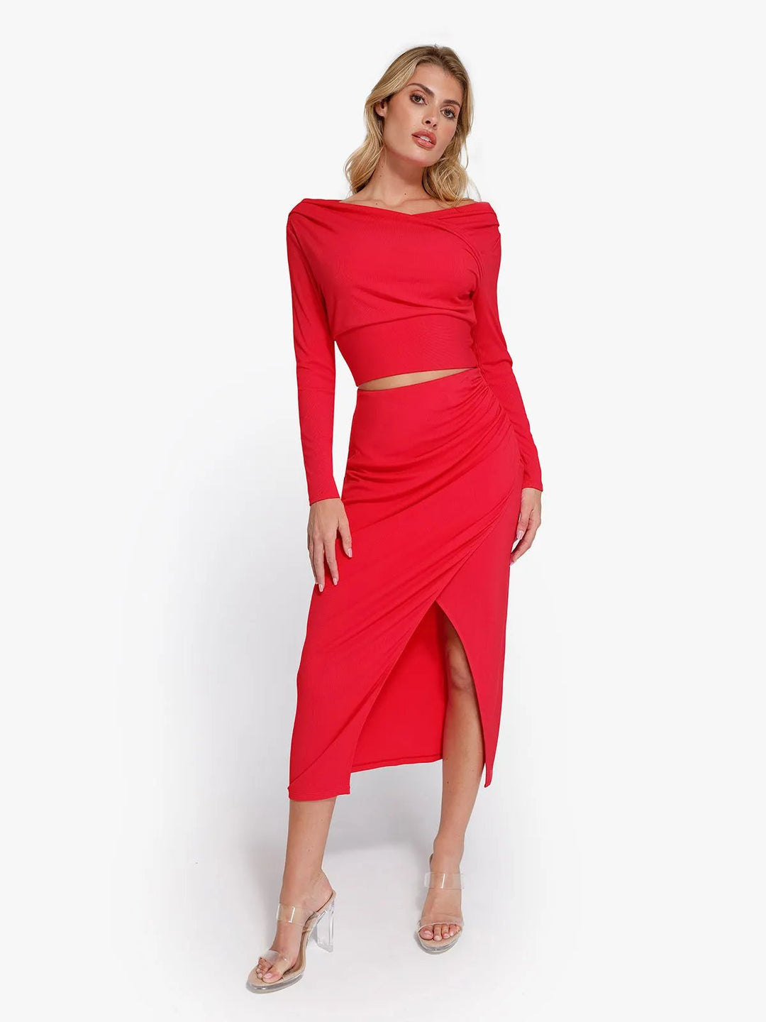 New arrivals Office Work Knee Length Pencil Skirts Shapewear Rib Modal Built In Sculpting Midi Wrap Skirt