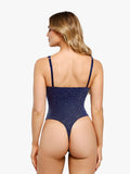 New arrivals Shapewear Ruched Metallic Knit Square Neck Slimming Bodysuit