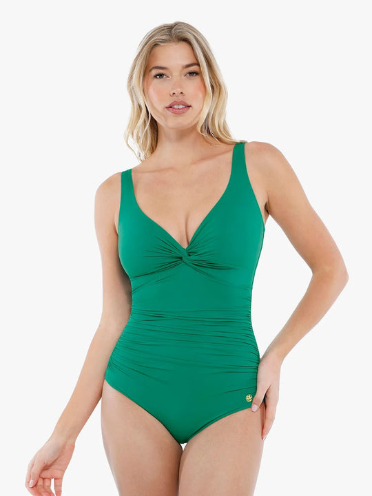 New arrivals Green / XS Shapewear Twist Front Ruched Sculpting Swimsuit